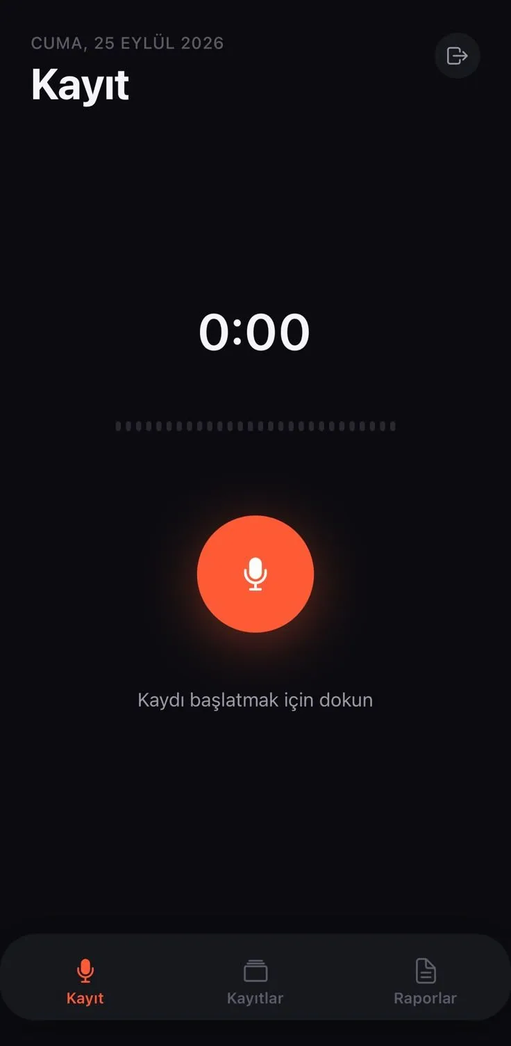 Kayıt ekranı