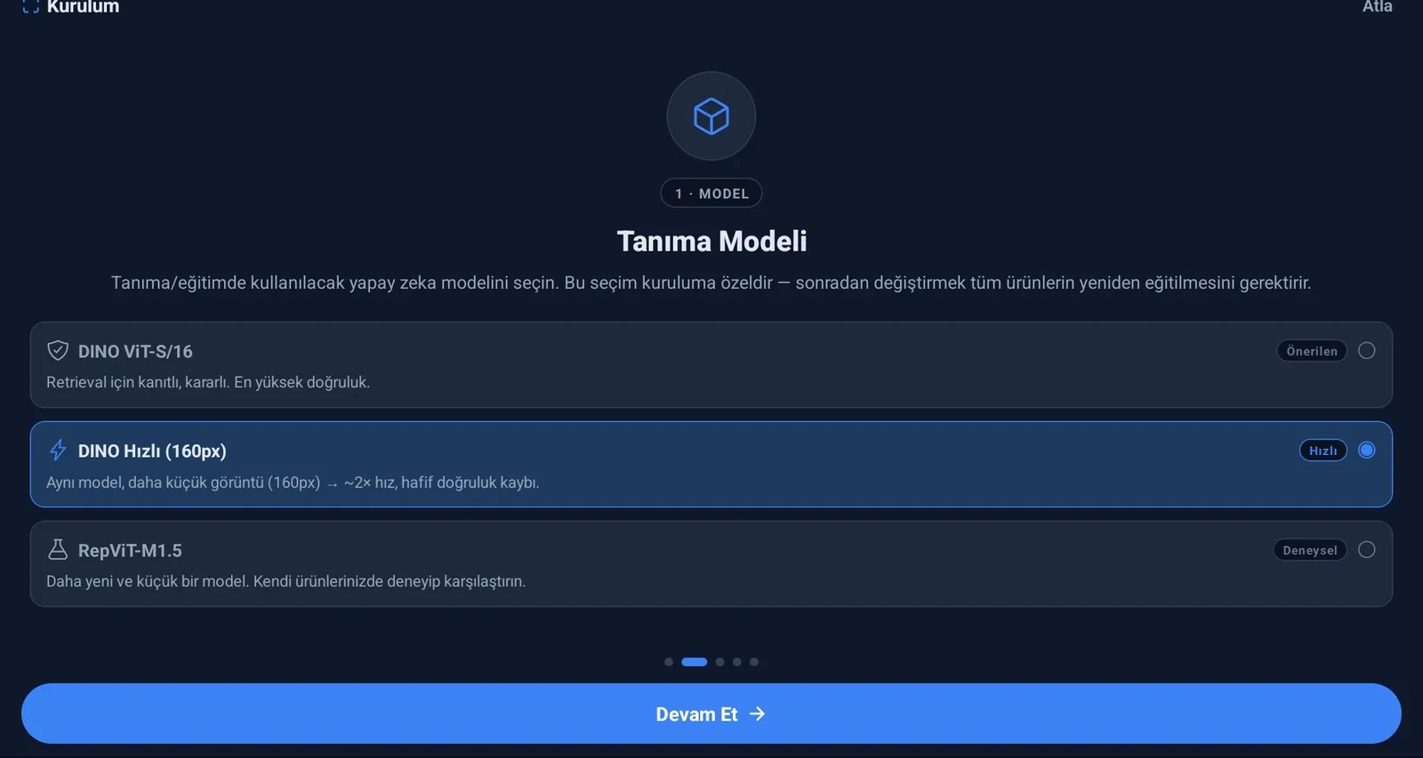 Tanıma modeli seçimi