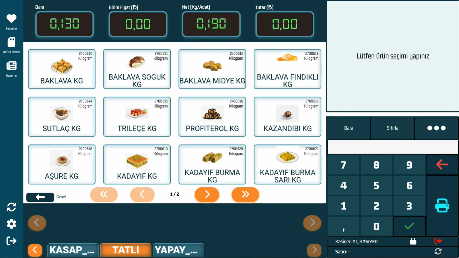 Ürün ızgarası ve kategoriler