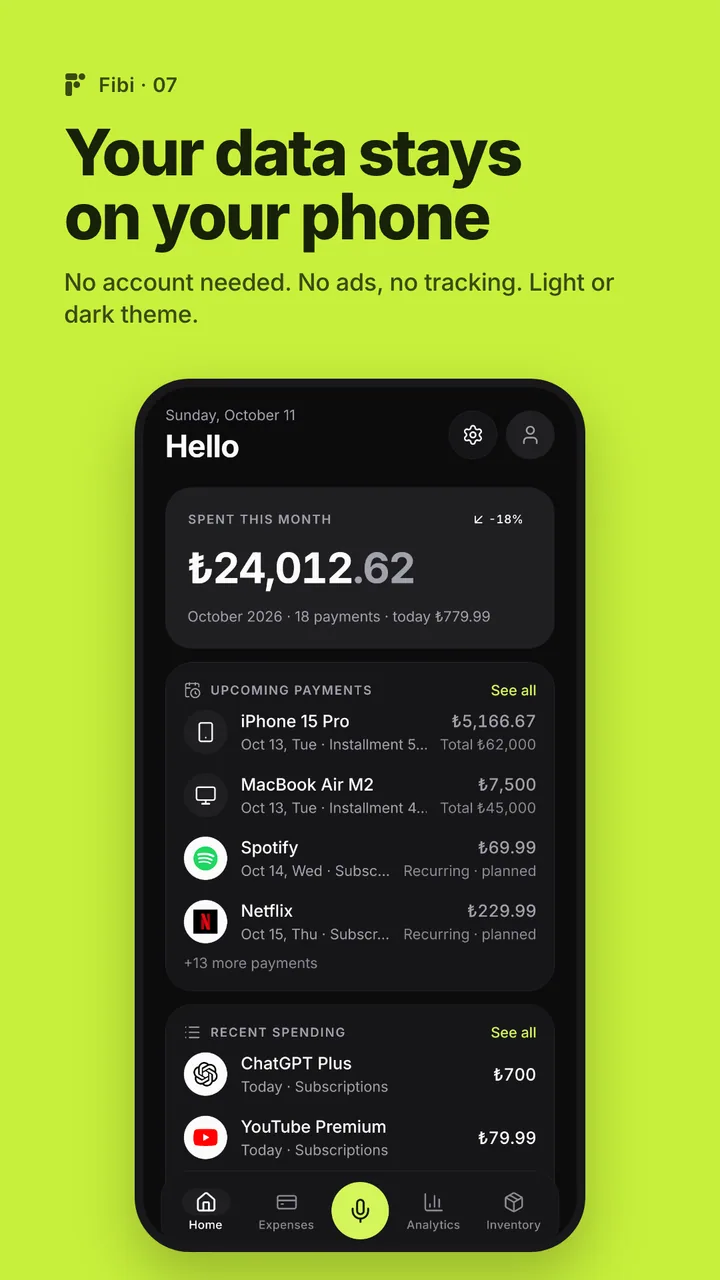 Your data stays on your phone