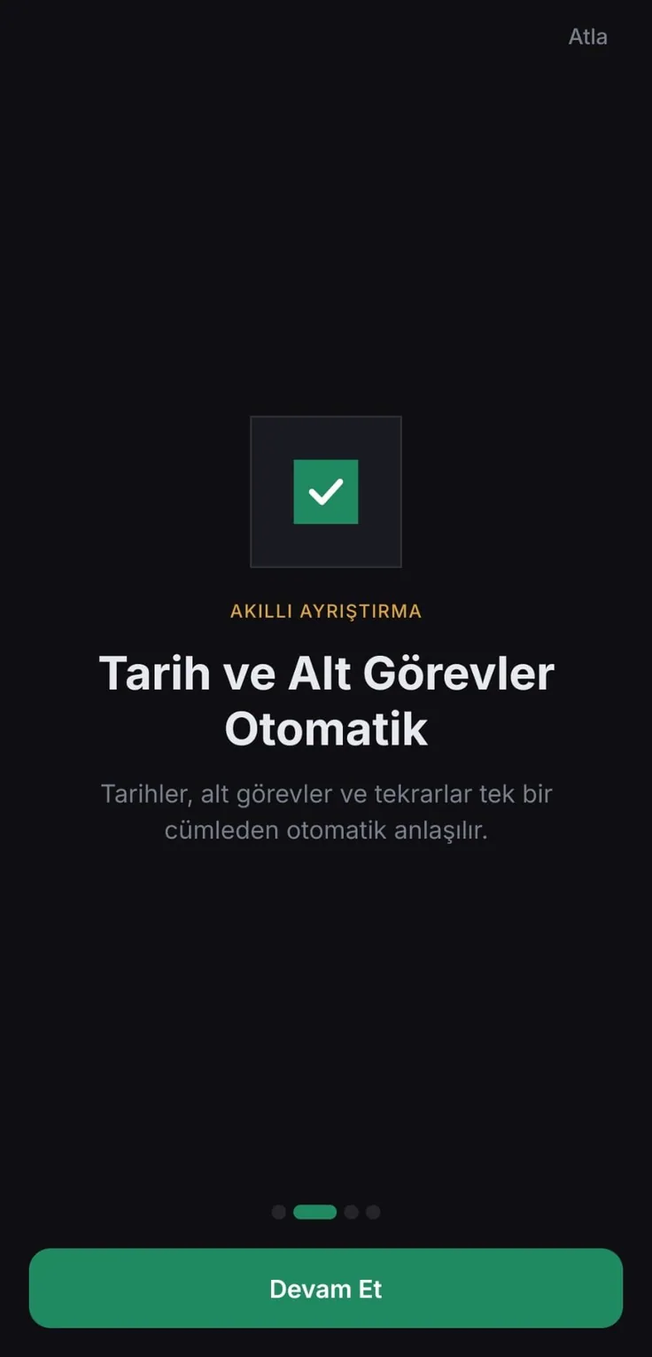 Tarih ve alt görevler otomatik